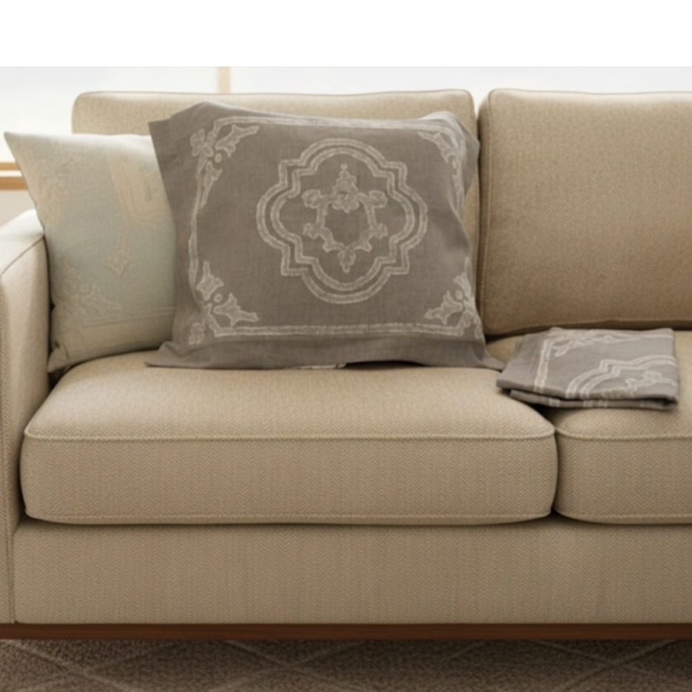 RH Restoration Hardware Italian Baroque Medallion Silver & Sage EURO Pillow Sham
